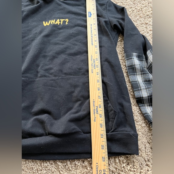 What? Hoodie SZ. S Long sleeves black checkers - Picture 3 of 4